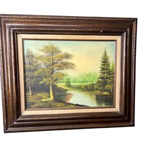 Vintage Oil Painting Signed By Hanson - Mountain Landscape Scene